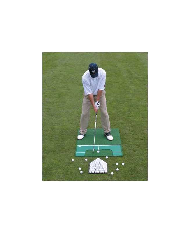 golfmatta som förenklar uppställning, sikte, svingstart