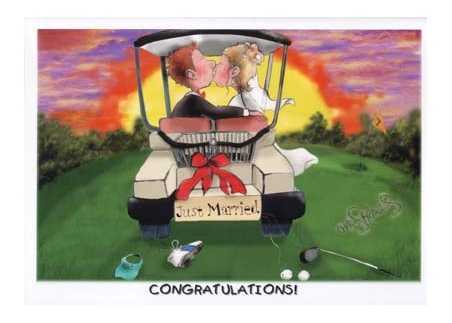 gratulatioins kort bröllop golf!