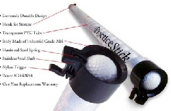Practice Stick holds 24 golfballs