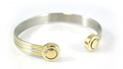 Magnetarmband rostfritt stål djupgående bioflow silver/guld large