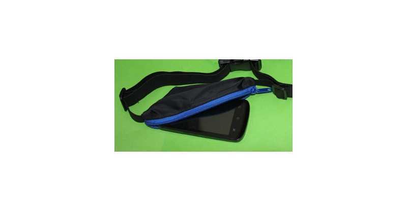 Waist pouch belt running sport expandable black/blue