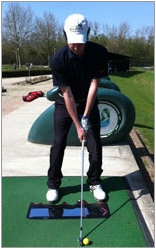 Golfsving stance spegel vänster